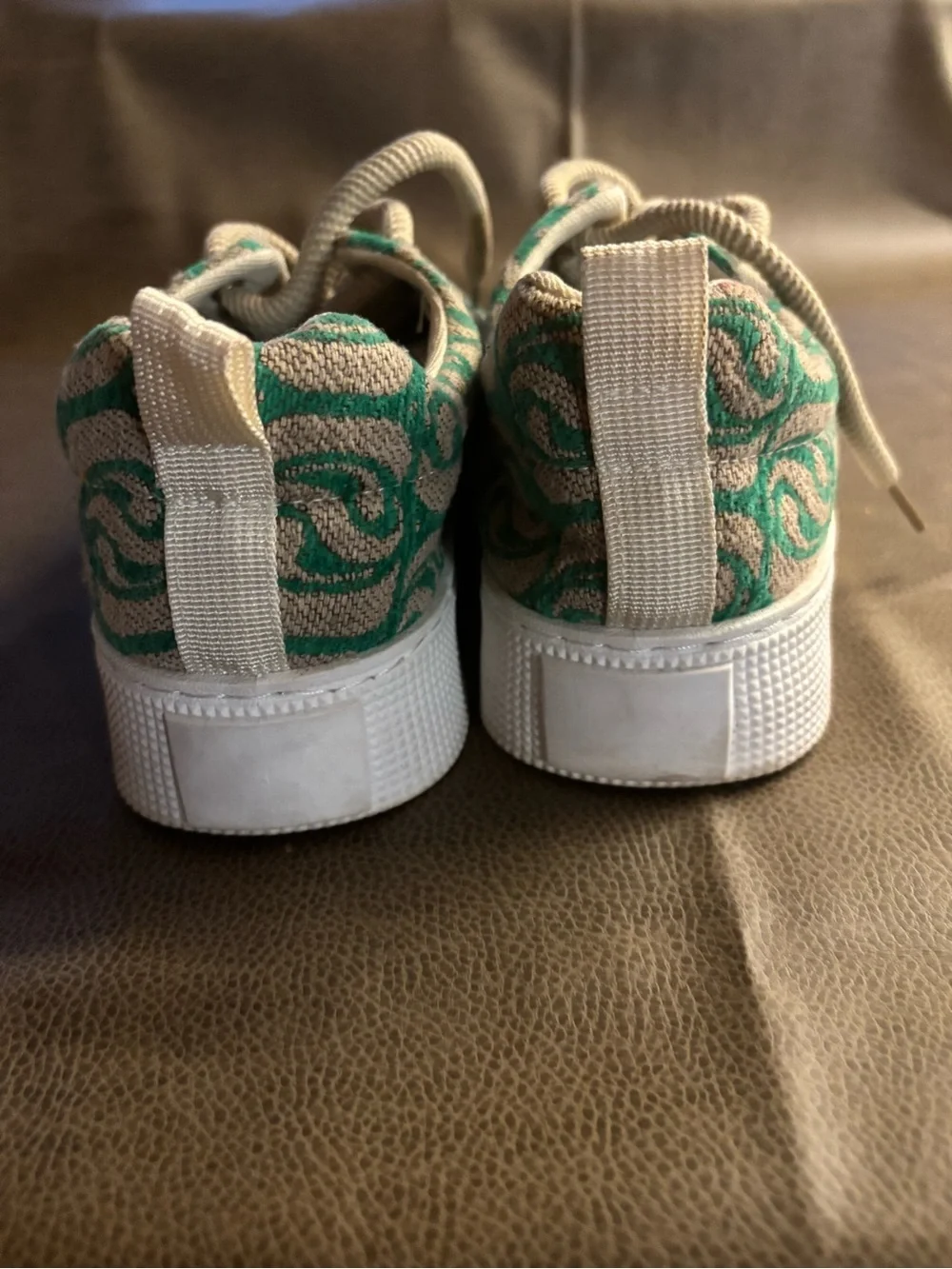 Source Unknown Green and Beige Men Boat Shoes